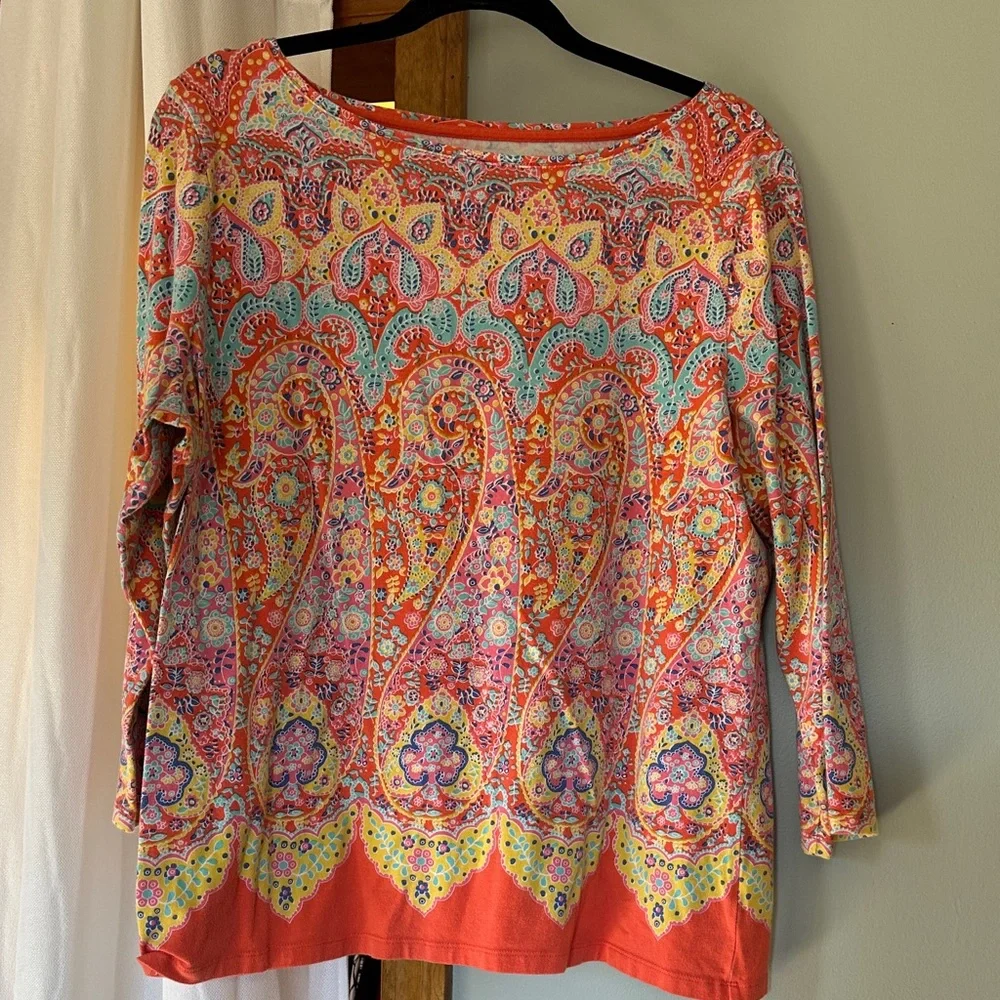 Talbots Multicolor Paisley Long Sleeve Top - Picture 1 of 3